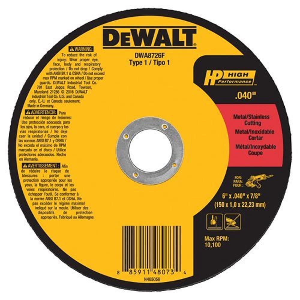 Foto 1 | Disco De Corte Dewalt Dwa8726f T1 Hp Fast 6 X 0,040 X 22 Mm - Venta Internacional.