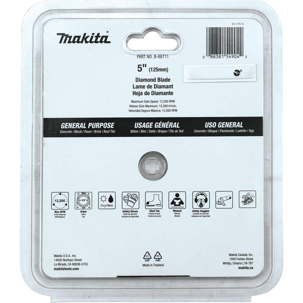Foto 4 pulgar | Diamond Blade Makita B-69711 Turbo De Uso General De 5 Pulgadas - Venta Internacional.