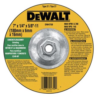 Foto 1 | Muela Abrasiva Dewalt Dw4759 Para Hormigón/mampostería 7x1/4x5/8-11 - Venta Internacional.