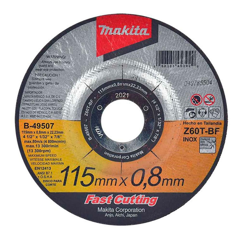Disco de Corte de Acero Inoxidable 4 1/2 Pulgadas Makita B-49507 $160