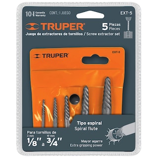 Foto 2 | Juego Extractores Tornillos 1/8 a 3/4 Pg 5 pz Truper 14512