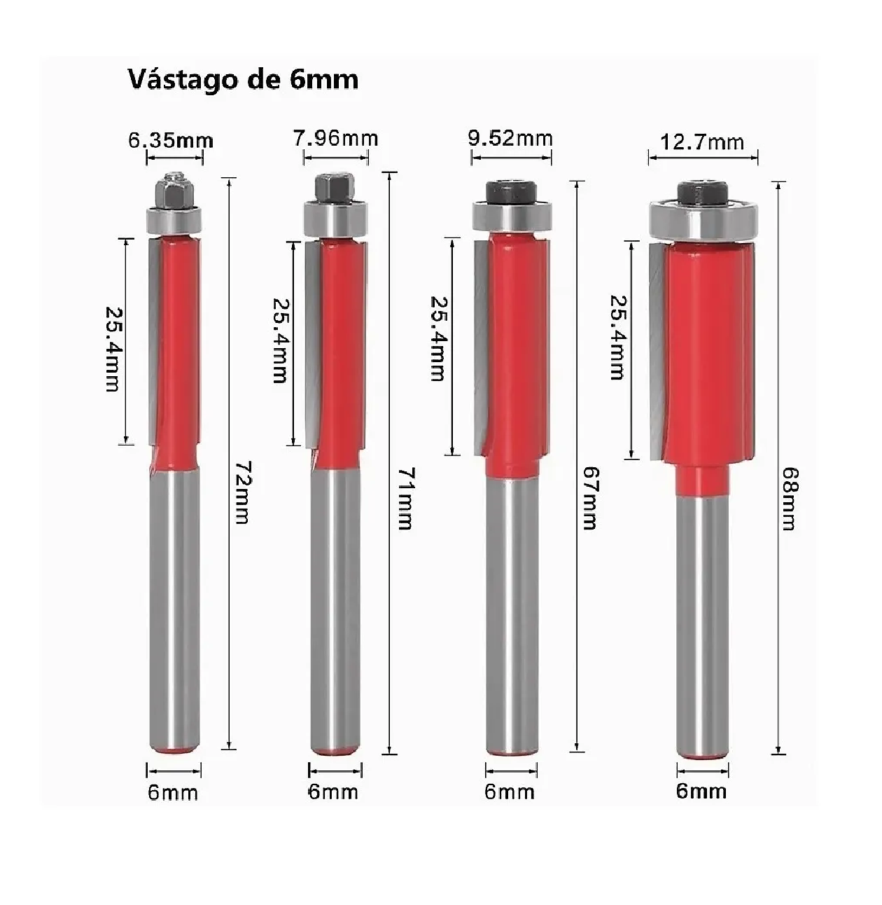 Foto 4 pulgar | Brocas Rectas Eo Safe Imports ESI-041 color Rojo 4 Piezas