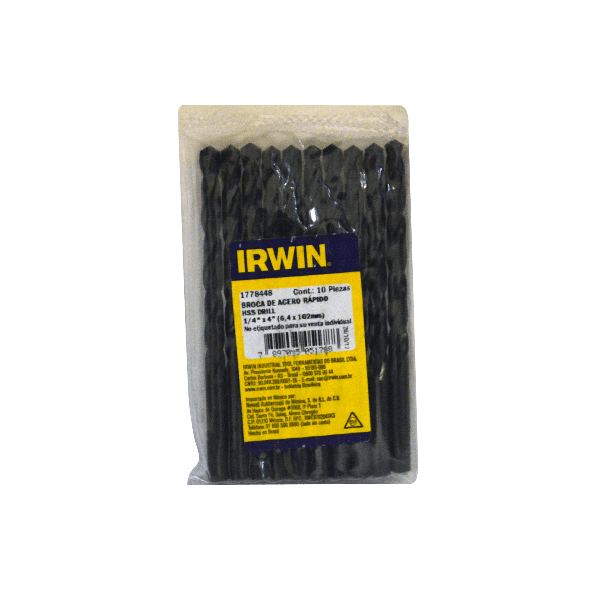 Brocas para Metal Irwin de 1/4 Pulgadas 10 Piezas