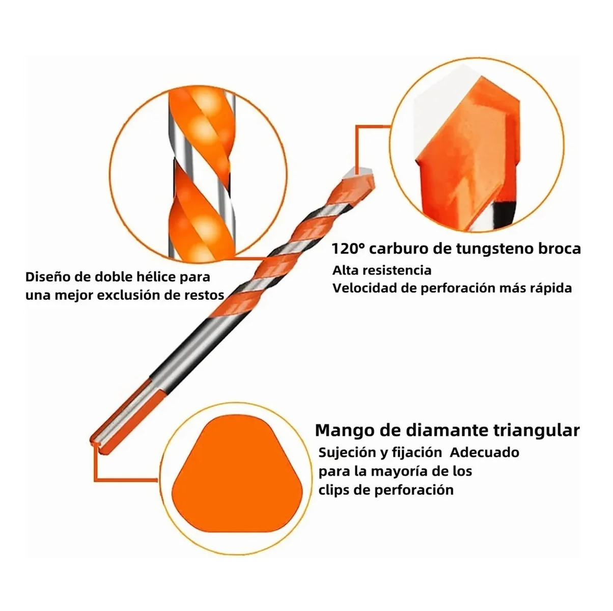 Foto 3 pulgar | Broca Multifuncional Vidrio Azulejo Pared Concreto Eo Safe Imports Esi-2878 7 Piezas Naranja