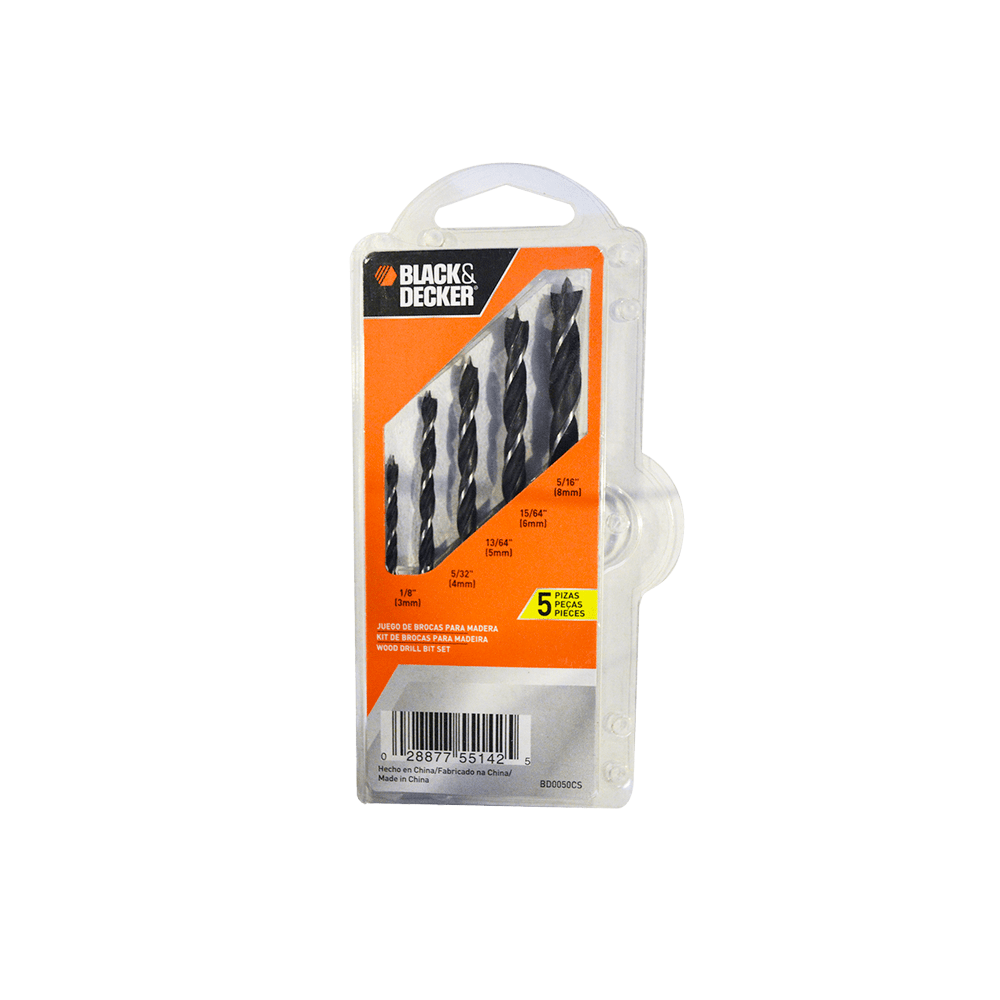 Foto 2 pulgar | Juego De Brocas Para Madera 5 Pz Black & Decker Bd0050cs