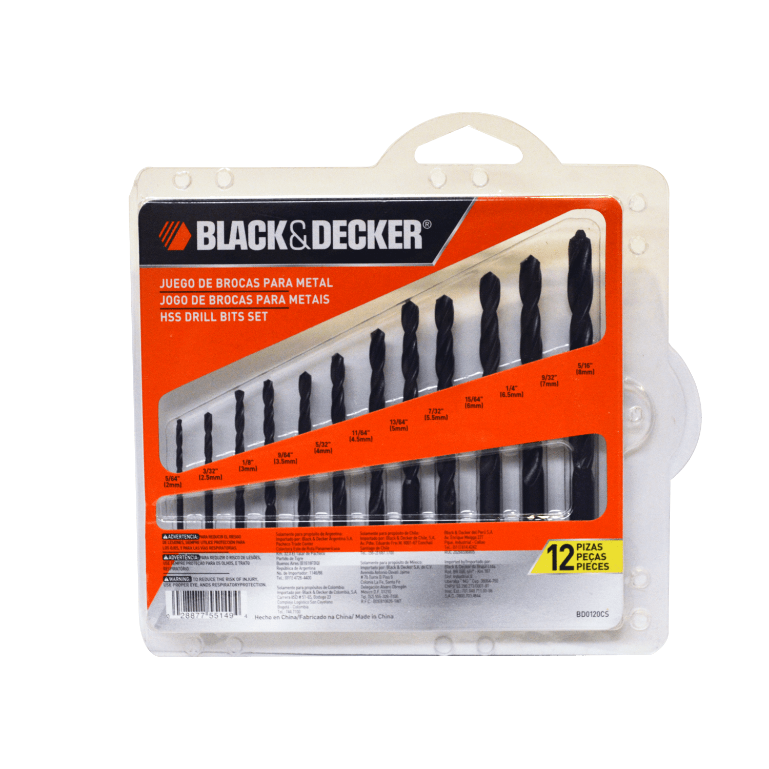 Brocas Black & Decker BD0120CS color Negro para Metal 12 Piezas