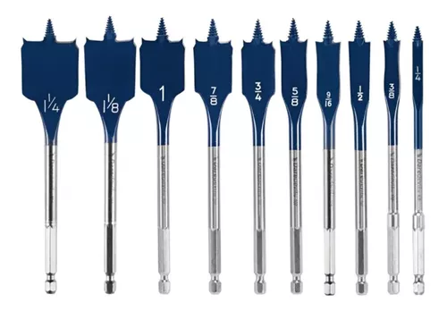 Set Brocas Espada Manita Pala Hexagonal 10 pzs Madera Bosch