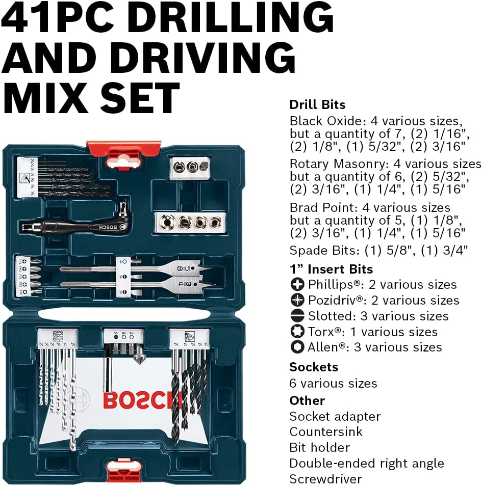 Foto 4 pulgar | Maletín Set Brocas Puntas Dados Mixto Bosch ‎MS4041 V-line 41 Piezas