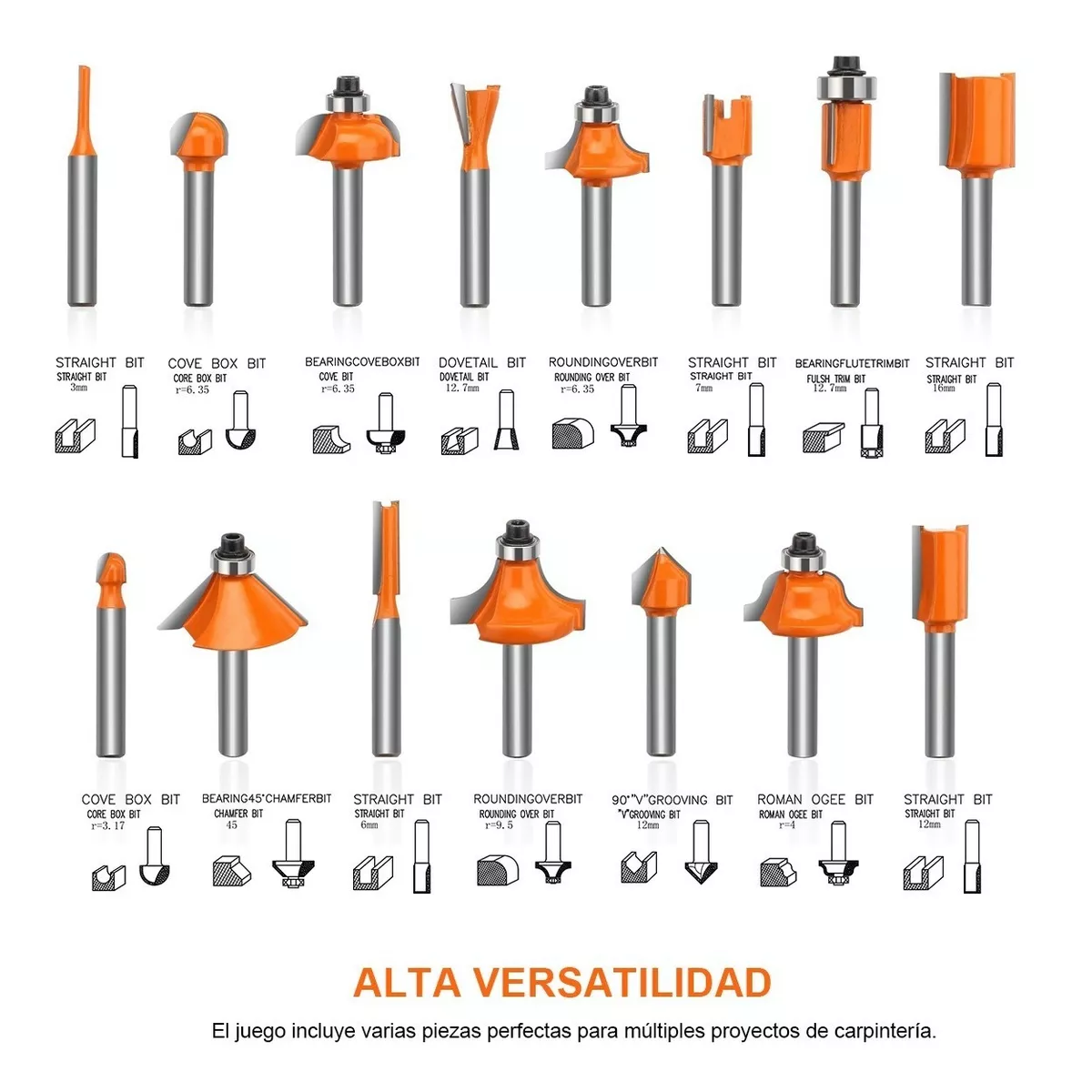 Foto 3 pulgar | Juego Brocas Router Taladro Eo Safe Imports Esi-5452 Multicolor 1/4 15 PZAS