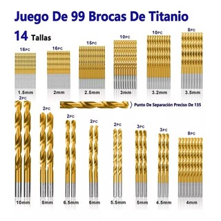 Foto 3 | Juego de 99 Brocas Eo Safe Imports Esi-7158 Herramientas Madera Metal Concreto 1.5-10 mm Dorado
