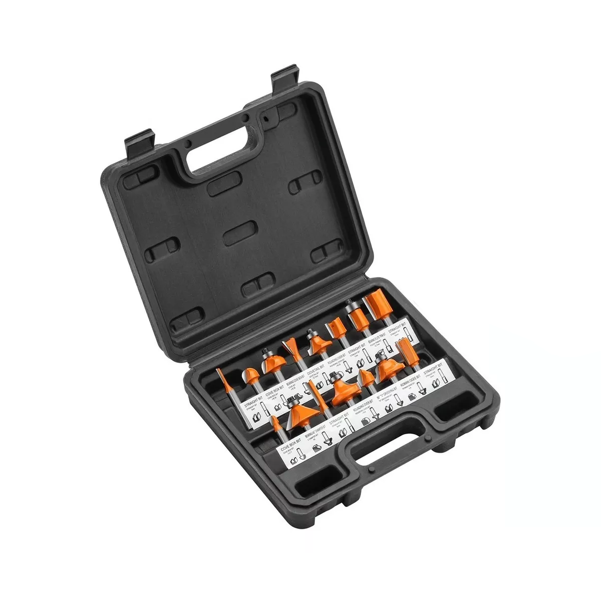 Juego Brocas Router Taladro 1/4 15 Pz Eo Safe Imports Esi-7166 Naranja