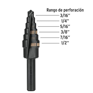 Foto 2 | Broca Escalonada Truper BES-6 color Negro 6 Escalones 3/16'' a 1/2''