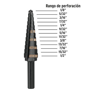 Foto 2 | Broca Escalonada Truper BES-13 color Negro 13 Escalones 1/8'' a 1/2''