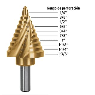 Foto 2 | Broca Escalonada de Titanio Truper Expert BES-10X 10 Escalones 1/4'' a 1-3/8''