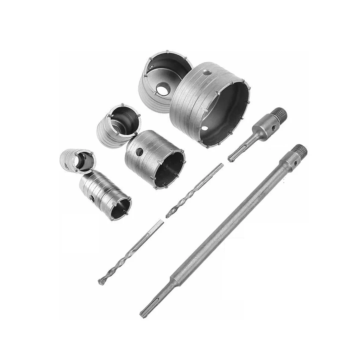 Kit Brocas Sierras Copa  De Concreto Pasamuro  10 pzas Eo Safe Imports Esi-8399 Plata