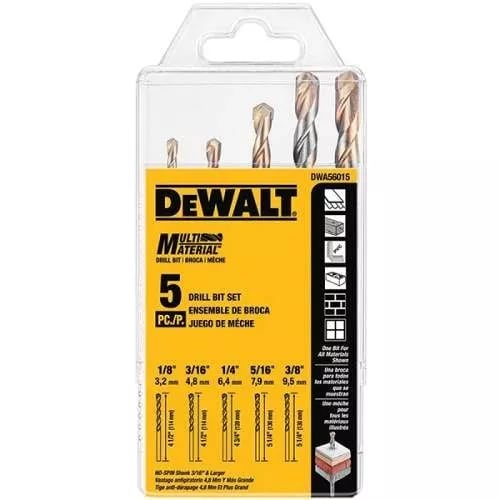 Kit de 5 Brocas DeWALT Multi Material (1/8, 3/16, 1/4, 5/16, 3/8) $444