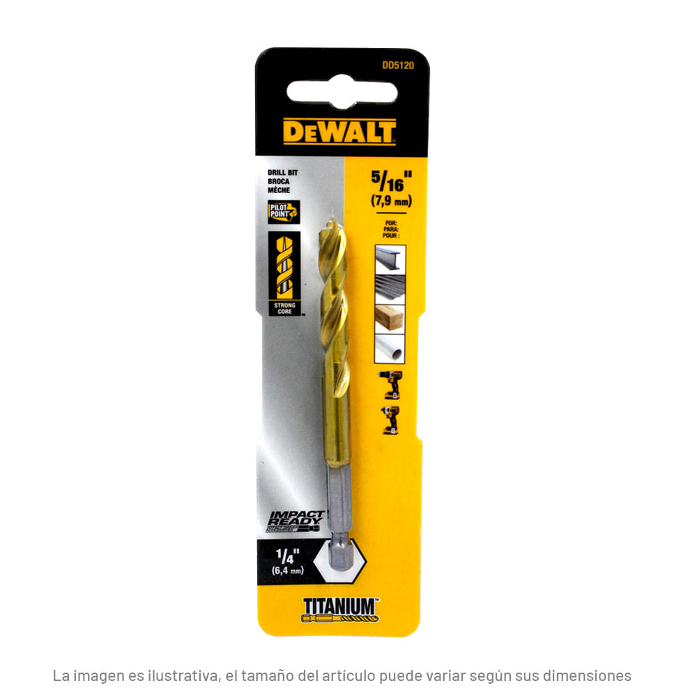 Broca de Titanio Dewalt Dd5132 1/2 Plg
