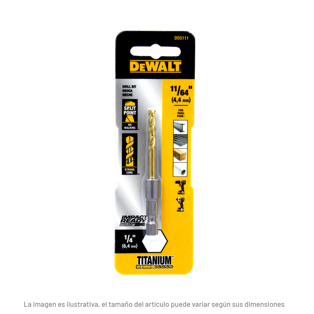 Broca De Titanio Dewalt Dd5111 11/64 Plg