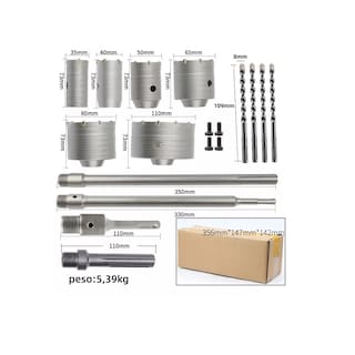 Foto 2 | 10 Brocas Pasamuros Sacabocas 35-110mm Concreto Eo Safe Imports Esi-12077 Plata