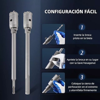 Foto 3 | 10 Brocas Pasamuros Sacabocas 35-110mm Concreto Eo Safe Imports Esi-12077 Plata