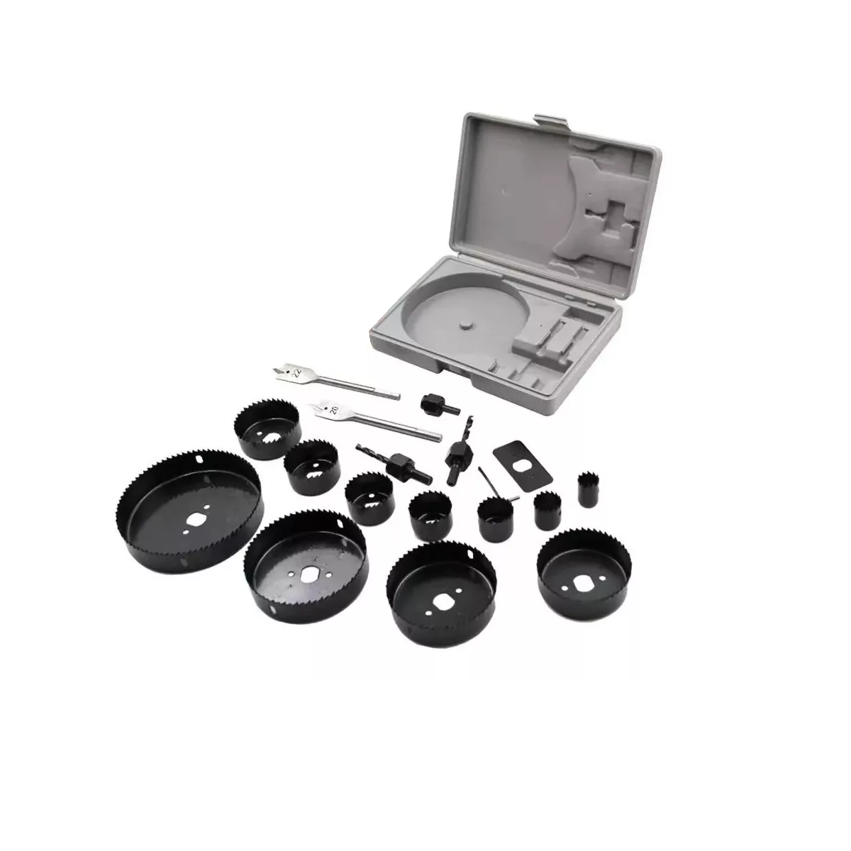 Kit de 18 Mandriles Brocasierras Cortacirculo para Madera Eo Safe Imports Esi-12412 Negro