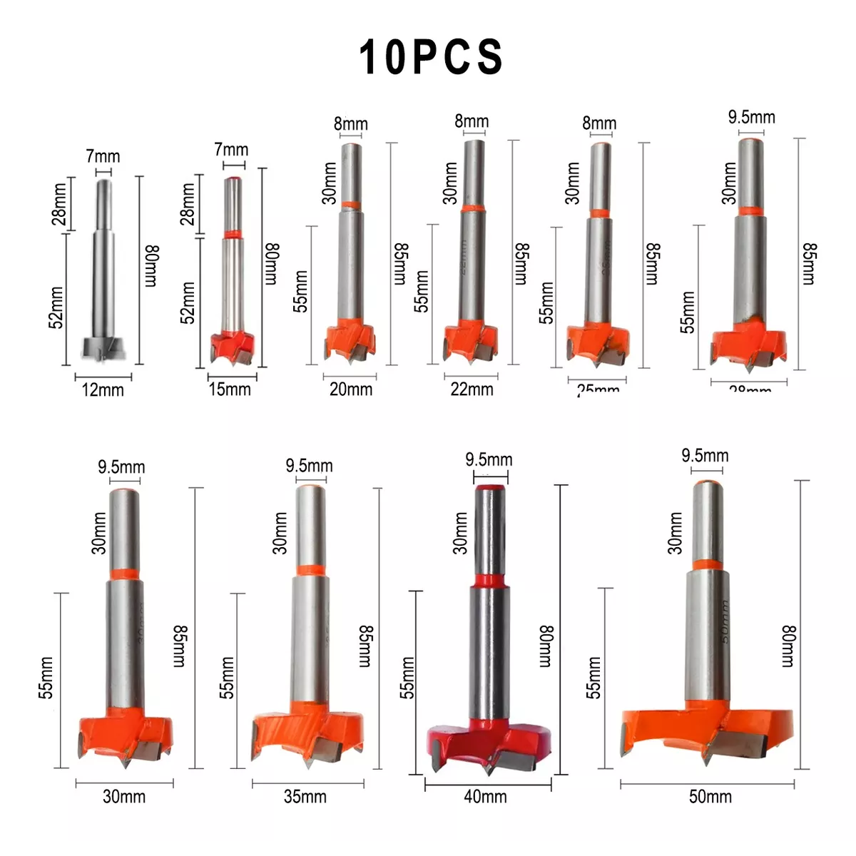 Foto 3 pulgar | Broca para Bisagra Madera con Tope Kit 10 Piezas Eo Safe Imports Esi-13140 Multicolor