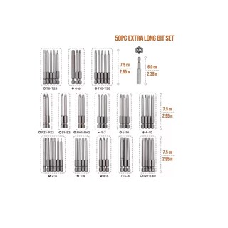 Foto 2 | Kit 50 Brocas Magnéticas Hexagonales Extralarga Para Destornillador Taladro Eo Safe Imports Esi-16019 Plata