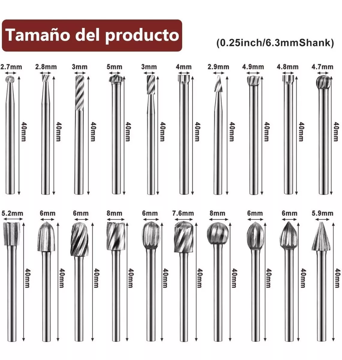 Foto 3 pulgar | 20 Pzs Kit Fresas Para Madera Carburo Para Dremel Mototool Plata