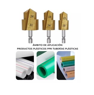 Foto 2 | Broca Escalonada De Elevación Ppr Brocas Para Taladro 3 Pcs Dorado/plata
