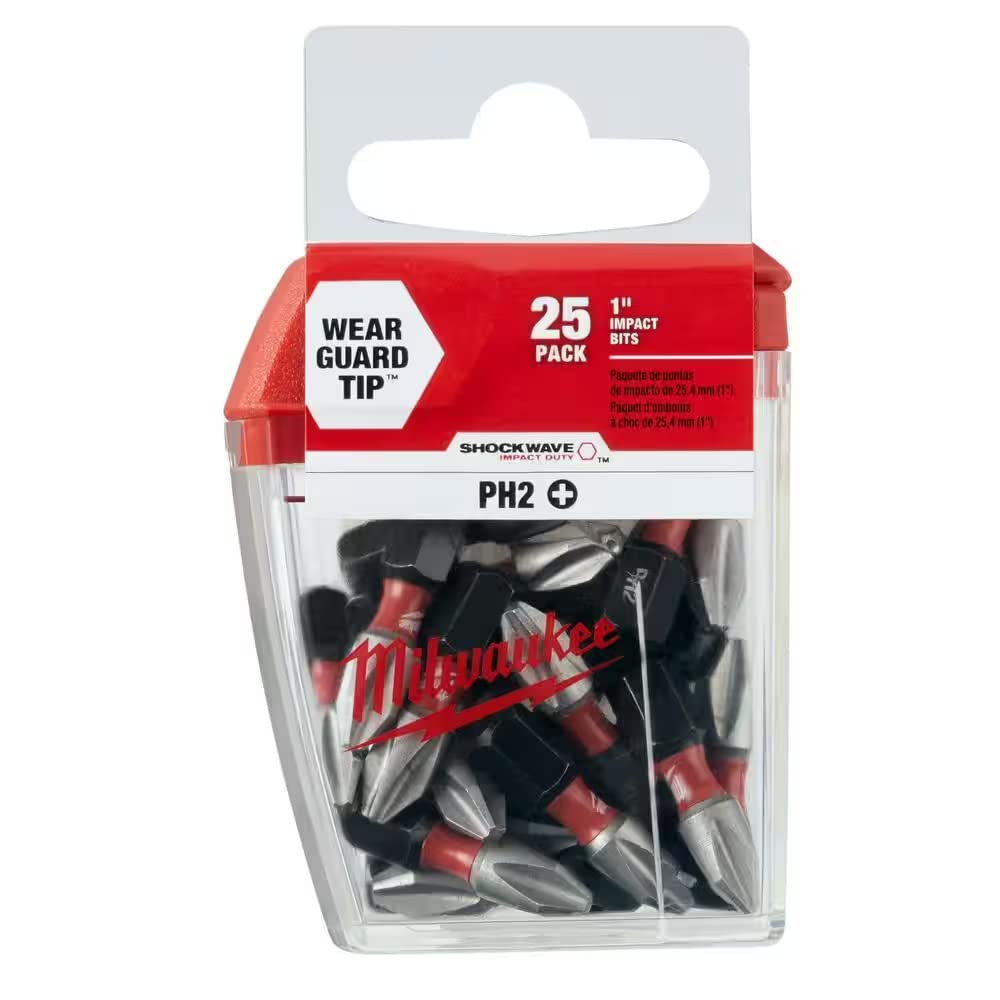 Foto 1 | Broca De Inserción Milwaukee Shockwave 48-32-4604 #2 Phillips (paquete De 25) - Venta Internacional.