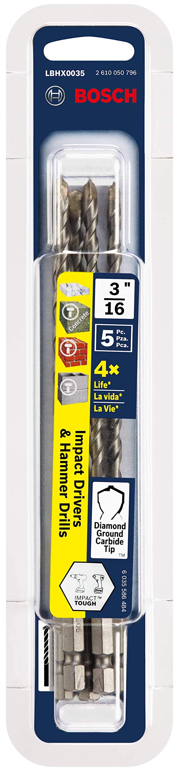 Foto 3 pulgar | Brocas Para Mampostería Bosch Lbhx0035, 5 Unidades, 5 Mm X 15 Cm - Venta Internacional.