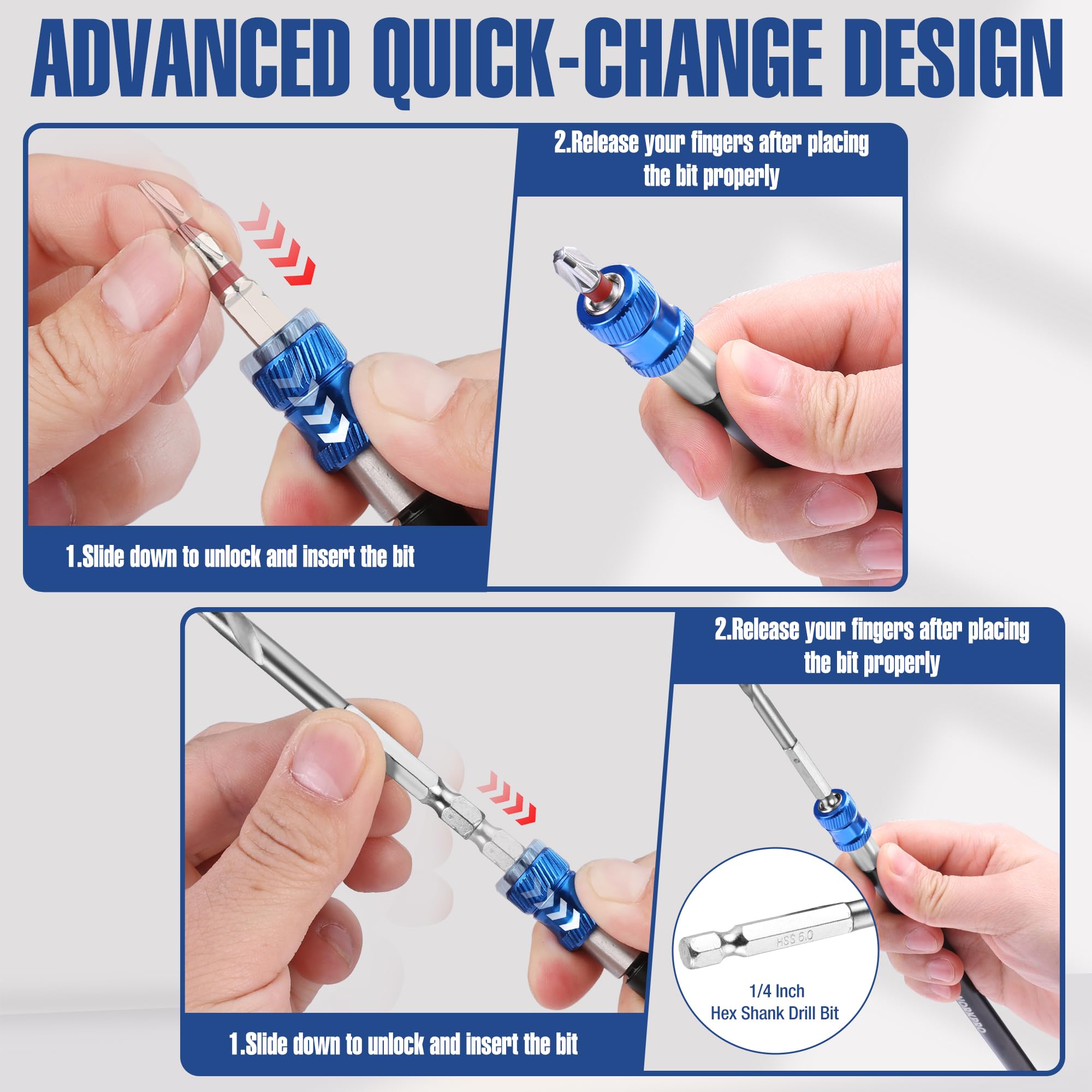 Foto 6 pulgar | Juego De Extensiones De Brocas Workpro Magnetic De 4 Piezas Con Aluminio - Venta Internacional.