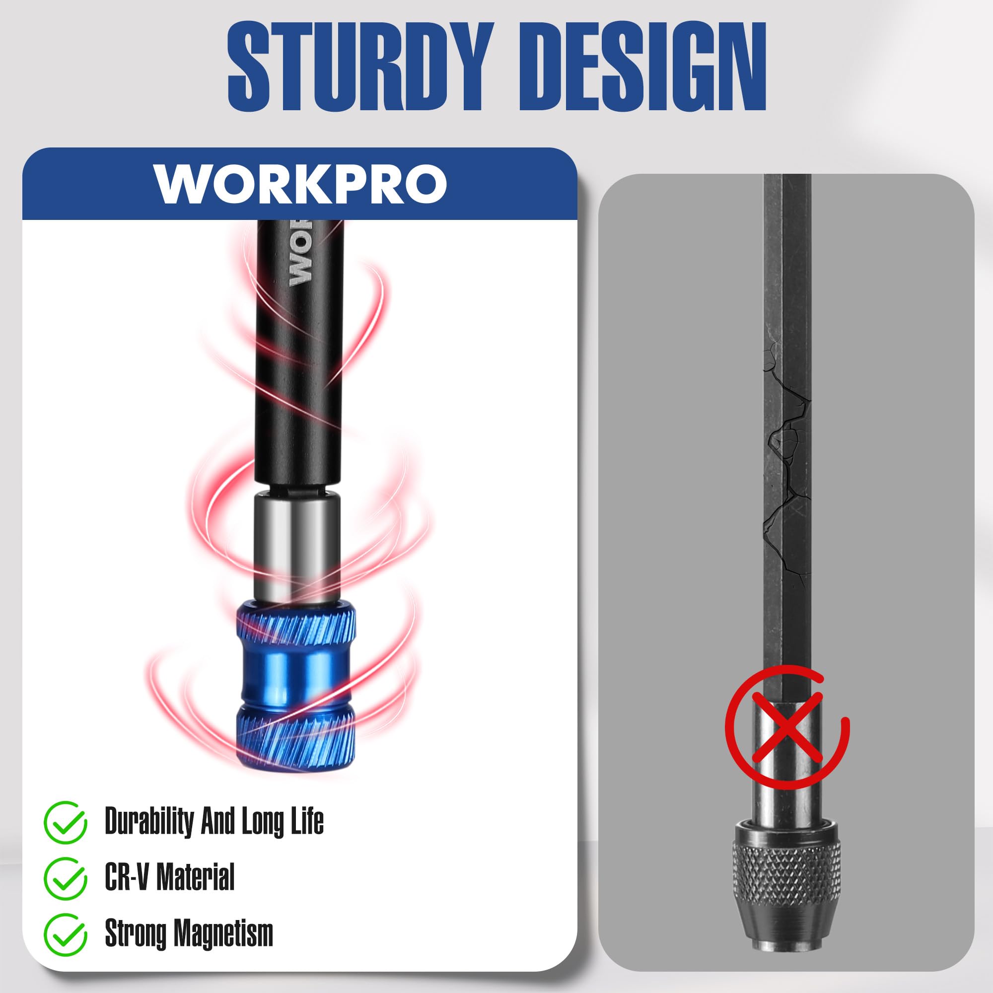 Foto 8 pulgar | Juego De Extensiones De Brocas Workpro Magnetic De 4 Piezas Con Aluminio - Venta Internacional.