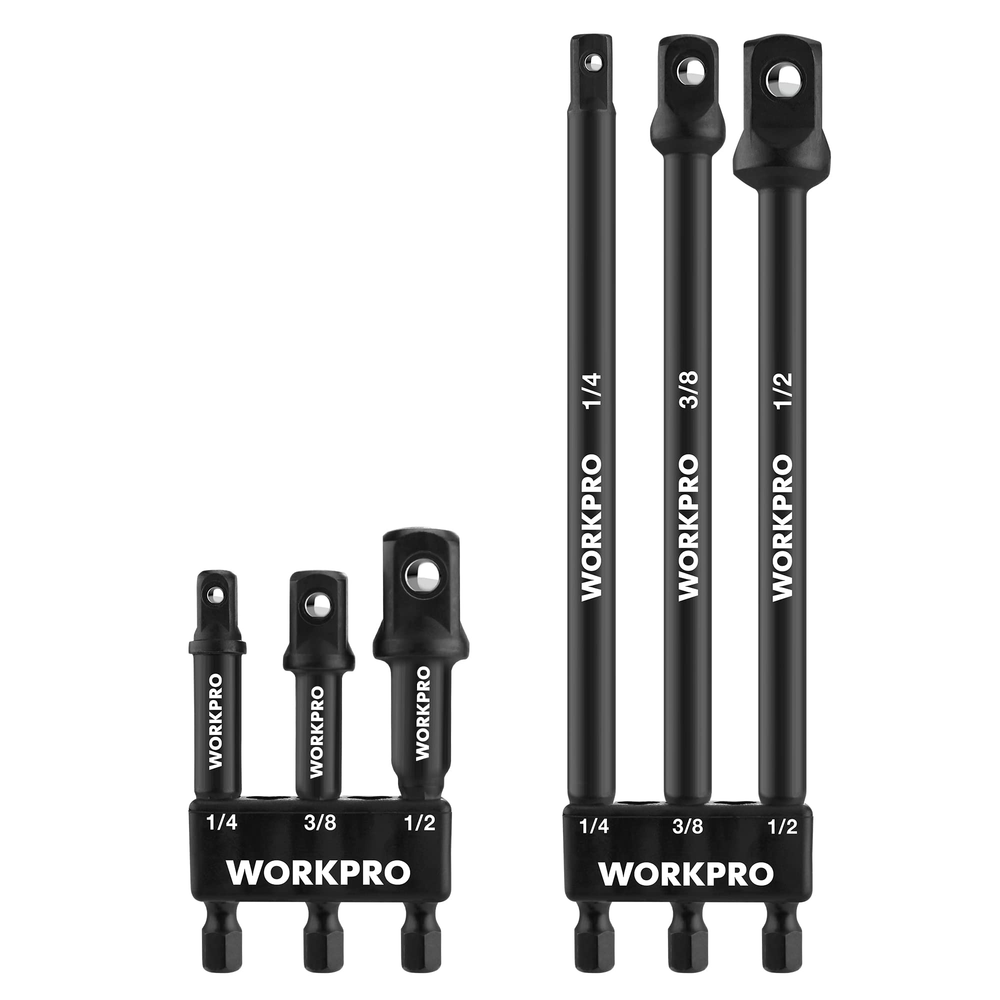 Juego De Brocas De Extensión Workpro, Adaptador De Enchufe De 6 Piezas Con Soporte - Venta Internacional.
