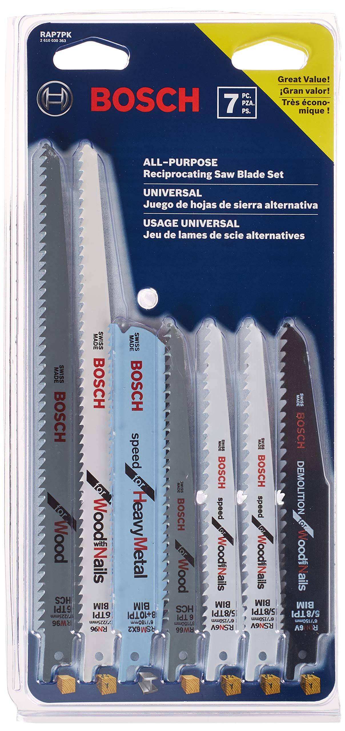 Foto 2 pulgar | Juego De Hojas De Sierra Recíproca Bosch Rap7pk De 7 Piezas - Venta Internacional.