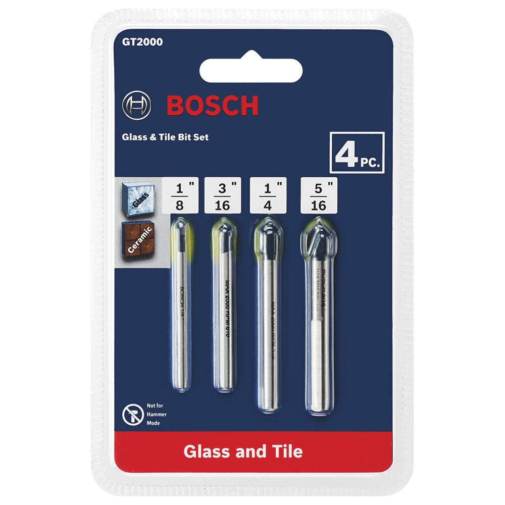 Foto 5 pulgar | Juego De Brocas Bosch Gt2000 Para Vidrio Con Punta De Carburo, 4 Piezas - Venta Internacional.