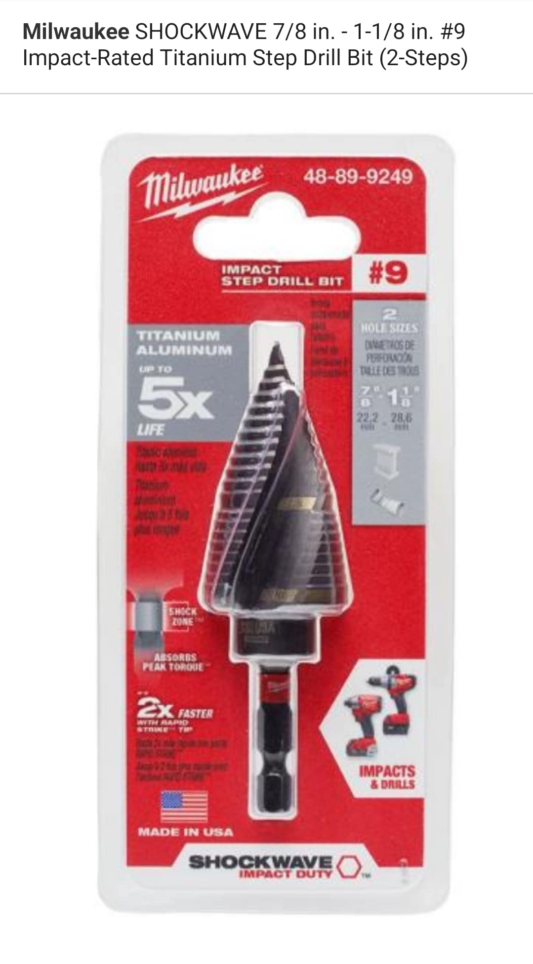 Foto 6 pulgar | Juego De Brocas Milwaukee Shockwave Impact Duty 7/8-1-1/8 - Venta Internacional.
