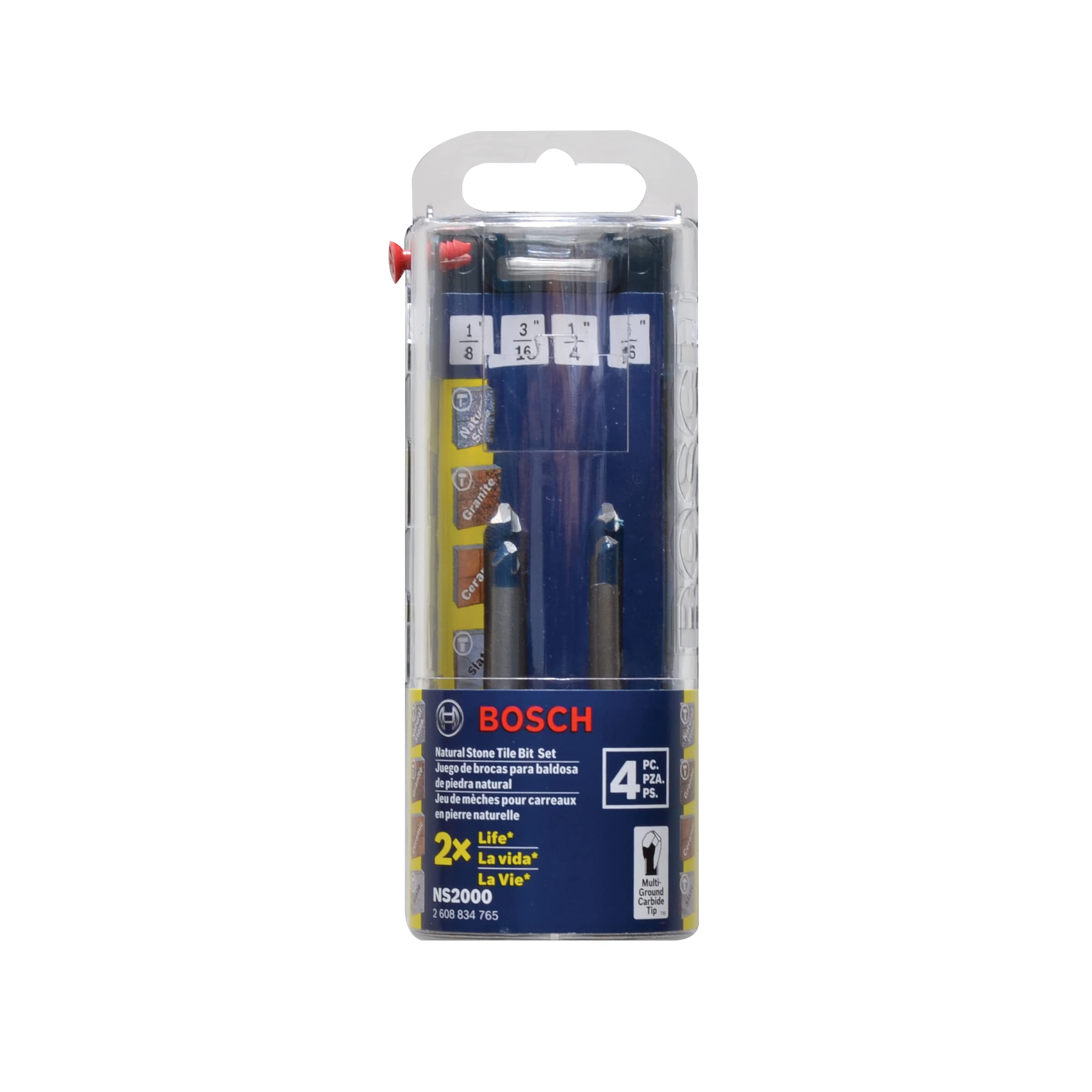Foto 5 pulgar | Juego De Brocas Bosch Ns2000 De 4 Piezas Con Punta De Carburo Para Azulejos - Venta Internacional.