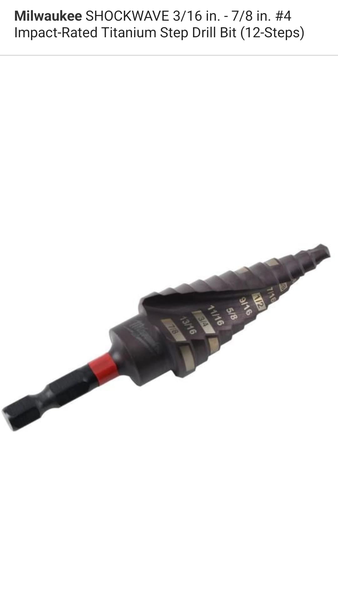 Foto 5 pulgar | Broca Impact Step Milwaukee #4 De 3/16 A 7/8 Pulgadas - Venta Internacional.