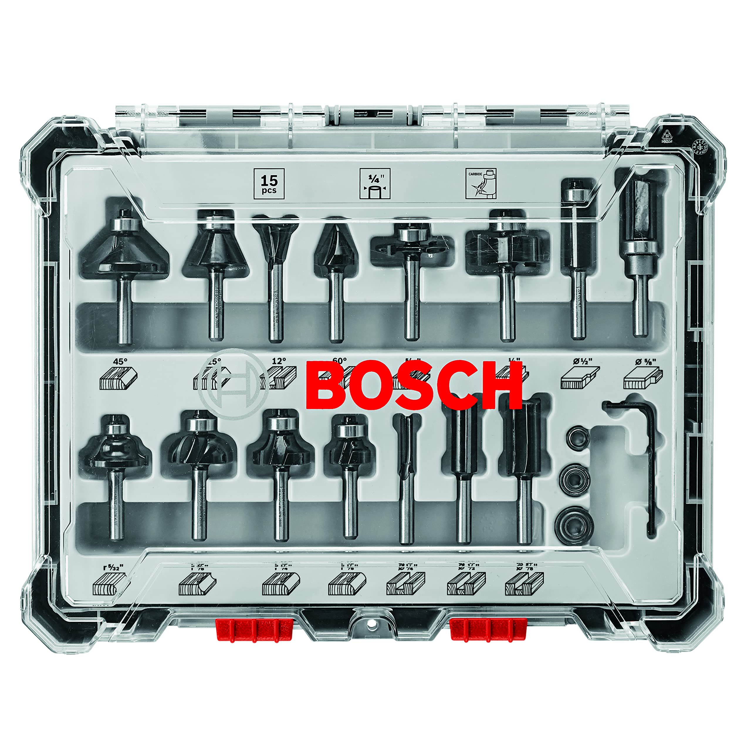 Foto 2 pulgar | Juego De Brocas Para Fresar Madera Bosch Rbs015mbs, 15 Piezas, Con Punta De Carburo - Venta Internacional.