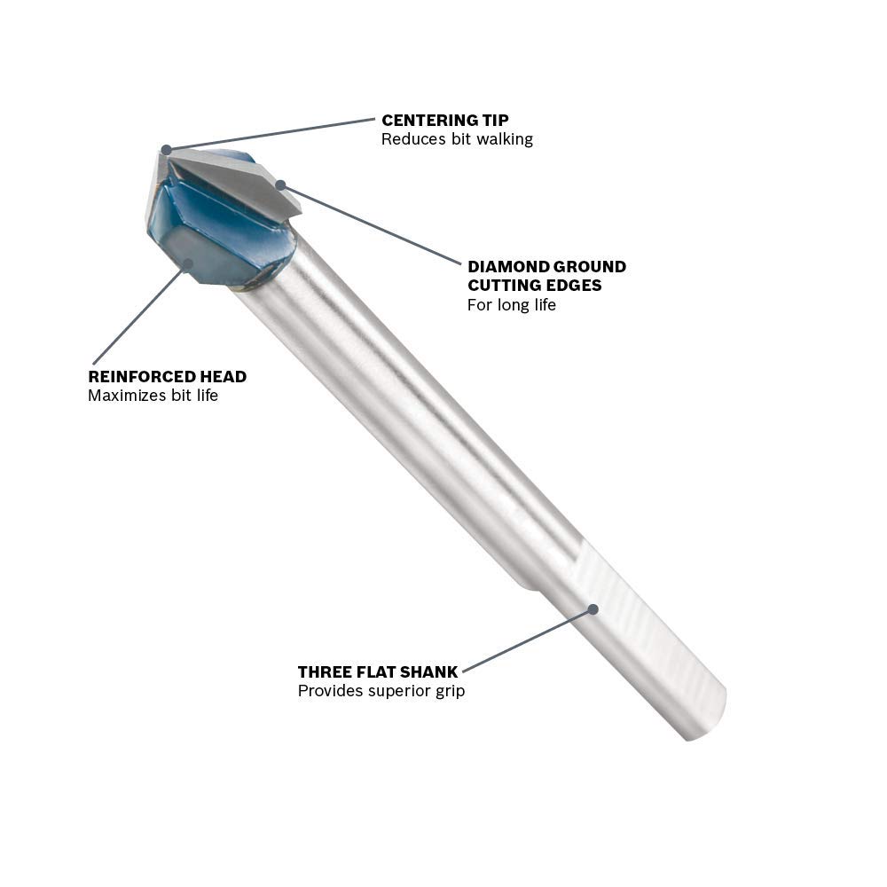 Foto 3 pulgar | Juego de Brocas Bosch Gt600 para Vidrio con Punta de Carburo 1/2 Pulgada - Venta Internacional