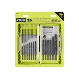 Juego De Brocas Ryobi Con Mango Redondo De Óxido Negro, 25 Piezas - Venta Internacional.