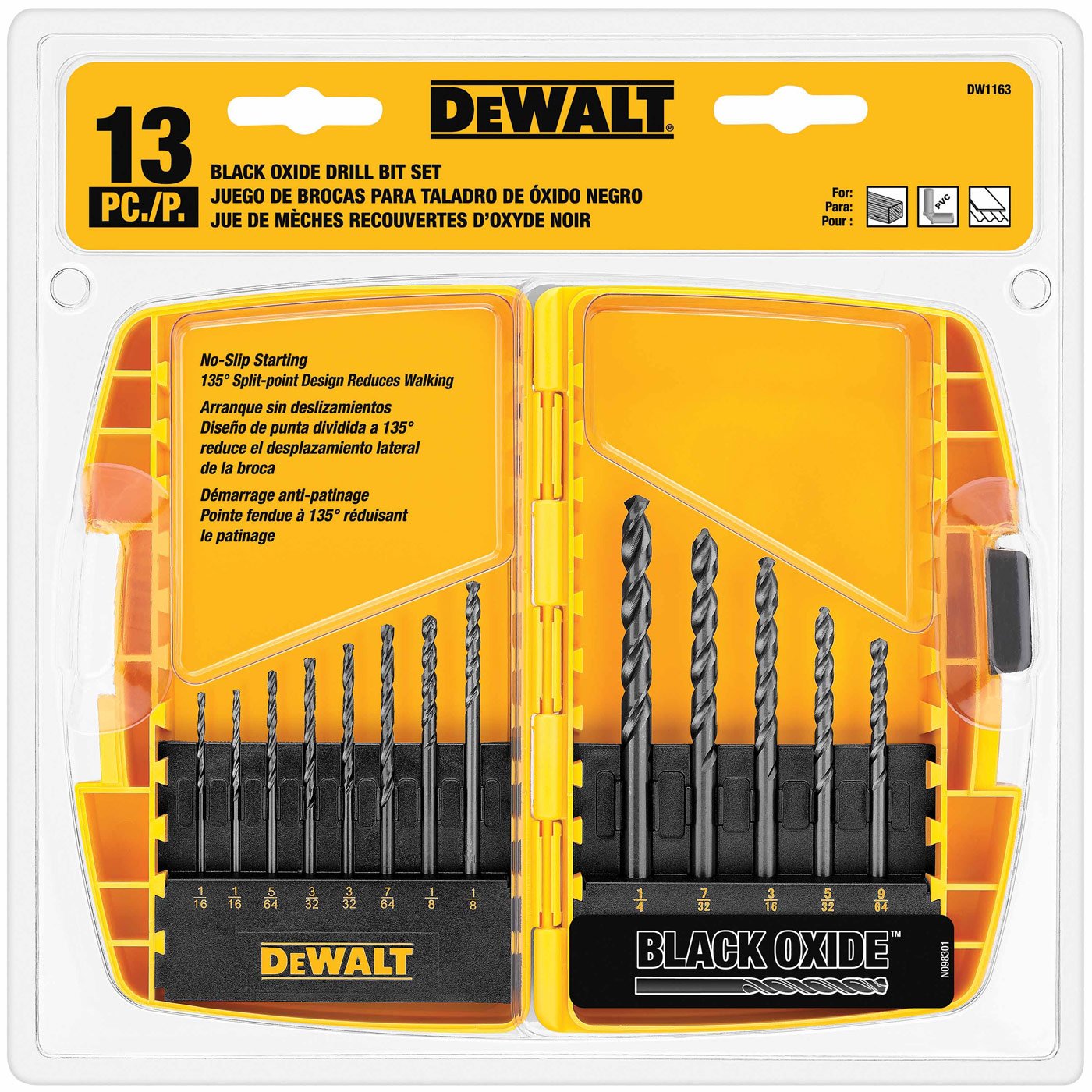 Foto 3 pulgar | Juego De Brocas Dewalt Black Oxide Con Punta Piloto, 13 Piezas - Venta Internacional.