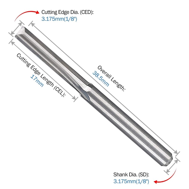 Brocas Cnc Enrouter De Acero De Tungsteno, 10 Unidades, 2 Flautas, 3,175 Mm - Venta Internacional. $784