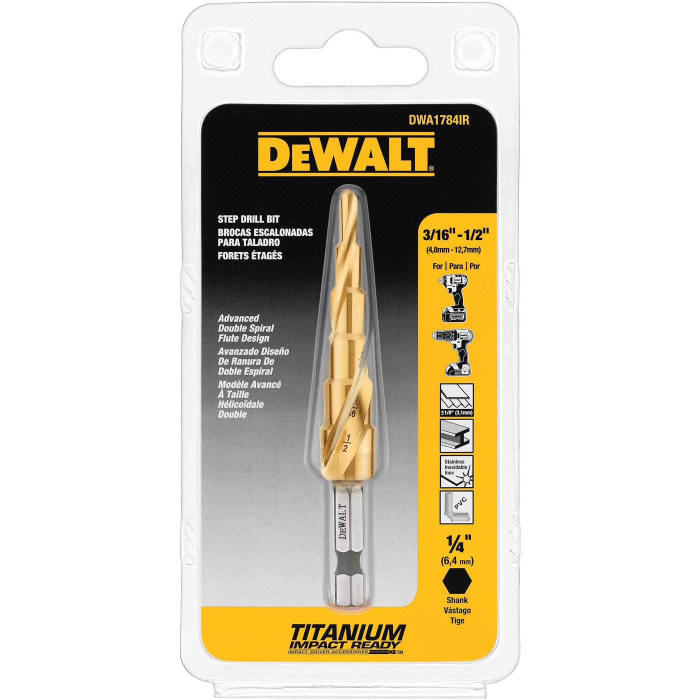 Foto 3 pulgar | Broca Escalonada Dewalt Impact Ready Dwa1784ir 3/16-1/2 - Venta Internacional.