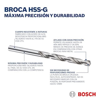 Foto 5 | Broca Metal Bosch Hss-g 13/64'' 52mm X 86mm Zanco Cilindrico