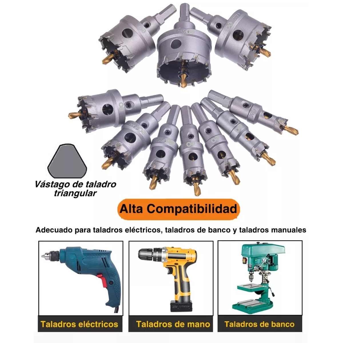 Foto 4 pulgar | Brocas Sacabocado P/metal Duro Carburo Tungsteno Set 10 Esi-13144-1 Plata