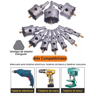 Foto 3 | Brocas Sacabocado P/metal Duro Carburo Tungsteno Set 10 Esi-13144-1 Plata