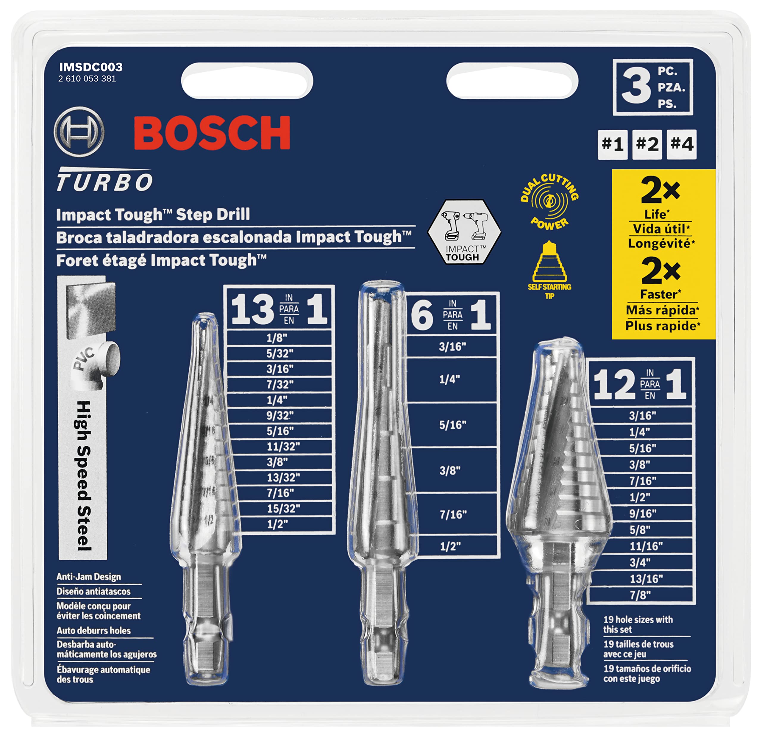Foto 4 pulgar | Juego De Brocas Bosch Imsdc003 De Acero De Alta Velocidad Impact Tough - Venta Internacional.