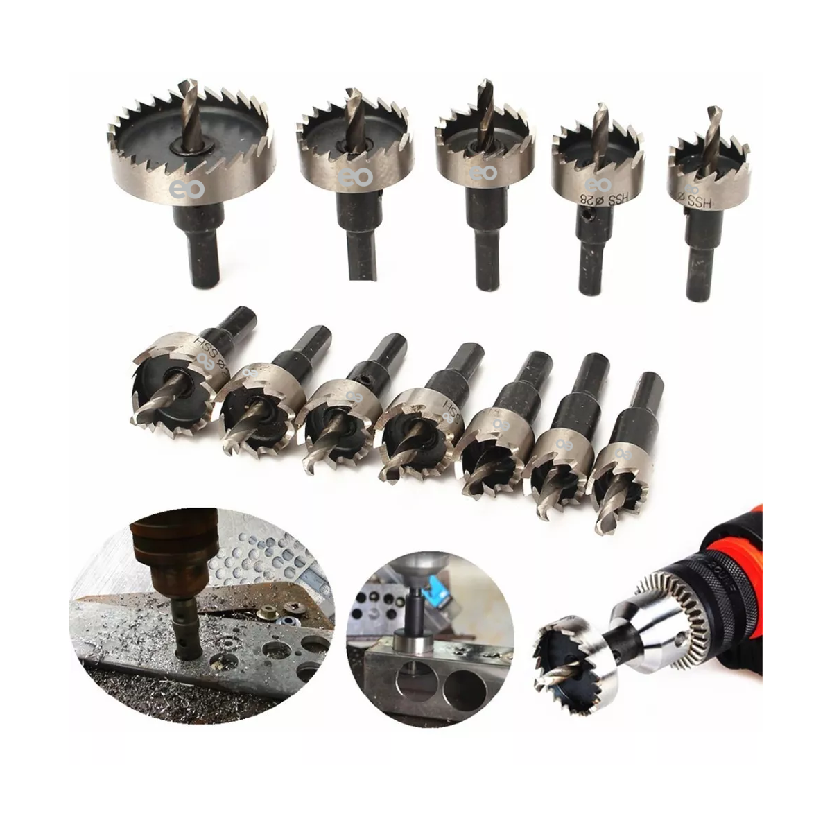Foto 4 pulgar | Language Set 13 Brocas Sierras Corta Circulo Metal 16-53mm Hss Acero Inox Eo Safe Imports Esi-3799-1 Multicolor